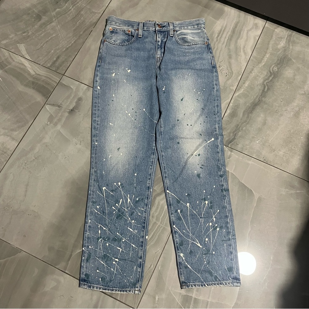 J.Crew Blue Splatter Paint Jeans